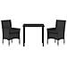 Set da Pranzo per Giardino con cuscino 3 pcs Nero Poly Rattan - Foto miniatura 7