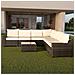Lazaro Mobili Da Giardino Angolari Da 7 Posti In Resina Intrecciata Con Tavolo Marrone E Beige - Foto miniatura 3