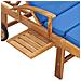 Lettino Prendisole con Cuscino in Massello di Teak Blu - Foto miniatura 3