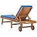 Lettino Prendisole con Cuscino in Massello di Teak Blu - Foto miniatura 5