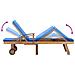 Lettino Prendisole con Cuscino in Massello di Teak Blu - Foto miniatura 7