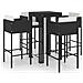 Set Bar Da Giardino 5 Pz Con Cuscini Polyrattan Nero - Foto miniatura 2