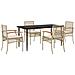 Set da Pranzo da Giardino 5 pz con Cuscini Beige in Polyrattan - Foto miniatura 1