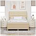 Letto a molle con materasso Crema 160 x 200 cm Tessuto - Foto miniatura 3