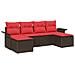 Set Divano da Giardino con cuscino 6 pcs Marrone polyrattan - Foto miniatura 1