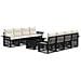 Set Divano da Giardino 9 pz Nero e Bianco Crema polyrattan - Foto miniatura 1