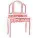 Tavolo Da Trucco E Sgabello Rosa 100x40x146cm Legno Paulownia - Foto miniatura 3