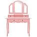 Tavolo Da Trucco E Sgabello Rosa 100x40x146cm Legno Paulownia - Foto miniatura 4