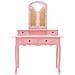 Tavolo Da Trucco E Sgabello Rosa 100x40x146cm Legno Paulownia - Foto miniatura 5