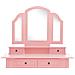 Tavolo Da Trucco E Sgabello Rosa 100x40x146cm Legno Paulownia - Foto miniatura 8