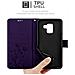 Custodia Compatibile Con Samsung Galaxy A8 2018 In Lilla Scuro Fiore - Coperchio Protettivo In Design Floreale Con Chiusura Magnetica, Funzione Stand E Slot Per Carte - Foto miniatura 6