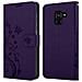 Custodia Compatibile Con Samsung Galaxy A8 2018 In Lilla Scuro Fiore - Coperchio Protettivo In Design Floreale Con Chiusura Magnetica, Funzione Stand E Slot Per Carte - Foto miniatura 8