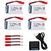 4 Pezzo Batteria Lipo Ricaricabile (3.7 V 750mah) Per Rc Droni Quadricotteri Mjx X300c X400 X800 + Caricatore - Foto miniatura 1