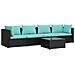 Set Divani Da Giardino 5 Pz Con Cuscini In Polyrattan Nero - Foto miniatura 1