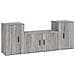 Set Mobili Porta Tv 3 Pz Grigio Sonoma In Legno Multistrato - Foto miniatura 2