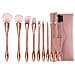 Set Di Pennelli Trucco Oro Rosa E Bianco - 10 Pezzi Con Pochette Rosa - Foto miniatura 2