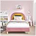 Struttura letto bambini con testata Rosa 90 x 190 cm Velluto - Foto miniatura 3