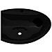 Lavandino Per Bagno In Ceramica Nera Ovale Con Foro Di Trabocco - Foto miniatura 3