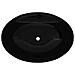 Lavandino Per Bagno In Ceramica Nera Ovale Con Foro Di Trabocco - Foto miniatura 4