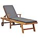 Lettino Prendisole con Cuscino in Massello di Teak Grigio Scuro - Foto miniatura 1