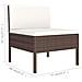 Set Divani Da Giardino 7 Pz Con Cuscini In Polyrattan Marrone - Foto miniatura 1