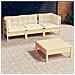 Set Divani Da Giardino 4 Pz Con Cuscini Crema Massello Di Pino - Foto miniatura 1