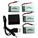 4 Pezzi Batteria Lipo Ricaricabile (3.7v, 850 Mah Lipo) Per Rc Droni Quadricotteri Syma X5sc X5sw + Caricatore - Foto miniatura 1