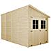 Casa Da Giardino In Legno Naturale (con Parete Laterale) 416x216 Cm / 8,2 M²- Magazzino Esterno Con Finestre - Capanno Da Giardino - Timbela M340a - Foto miniatura 3