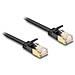 Cavo di rete RJ45 Cat. 6A maschio-maschio con chiusura robusta e cavo piatto grezzo Cat. 7 U /FTP da 5 m nero - Foto miniatura 1