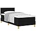 Letto con Rete a Doghe e Materasso Nero 90x200 cm Tessuto - Foto miniatura 1