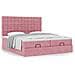 Struttura Letto Pouf con Materassi Rosa 160x200 cm Velluto - Foto miniatura 4