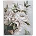 Dipinto Su Tela Flower & Leaf Con Rose Bianche E Foglie Verdi 80x100 Cm - Foto miniatura 1