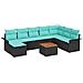 Set Divano da Giardino con cuscino 9 pcs Nero Poly Rattan - Foto miniatura 1