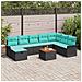 Set Divano da Giardino con cuscino 9 pcs Nero Poly Rattan - Foto miniatura 2