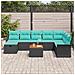 Set Divano da Giardino con cuscino 9 pcs Nero Poly Rattan - Foto miniatura 3