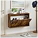 Mobiletto per Scarpe da Muro ZWOLLE 71 x 17 x 43 cm Rovere Fumo - Foto miniatura 2