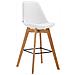 Sgabello Alto Metz in Similpelle I Sgabello Bancone 4 Gambe I Sgabello Cucina con Poggiapiedi Design Tulip I Sedia Scandinava Bianco Natura - Foto miniatura 1