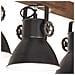 Lampada A Sospensione Industriale Nera E27 Legno Di Mango - Foto miniatura 6