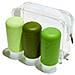 Set Di 3 Flanconcini Da Viaggio In Silicone Da 98 Ml In Busta Impermeabile Trasparente Con Cerniera Verde Salvia - Foto miniatura 1