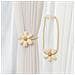 Set Di 2 Fermatenda A Fiore E Perla - Fermagli Decorativi Per Tende Beige - Foto miniatura 6