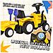 Trattore Per Bambini Cavalcabile Con Rimorchio, Rastrello E Pala 12-36 Mesi - Giallo - Foto miniatura 4