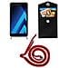 Catena Di Telefoni Cellulari Compatibile Con Samsung Galaxy A5 2017 In Rosso Rubino - Coperchio Protettivo In Silicone Con Anelli D'argento, Cinturino In Corda E Custodia Staccabile - Foto miniatura 7
