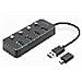 Hub Usb 3.0, 4 Porte, Attivabile, Alloggiamento In Alluminio (usb3.0 Hub 4-port Switch Alu - Switch Aluminium Ca - Foto miniatura 1