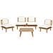 Set Da Giardino Con Tavolo 4 Posti Accadia Legno Di Acacia Certificato Beige Chiaro - Foto miniatura 2