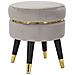 Sgabello Paris Grigio E Gold In Tessuto Su Gambe Nere - Ø 35 X H 40,5 Cm - Foto miniatura 1