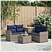 Set di divani 6 pz Grigio e Blu Navy Rattan sintetico e Acciaio - Foto miniatura 2