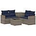 Set di divani 6 pz Grigio e Blu Navy Rattan sintetico e Acciaio - Foto miniatura 1