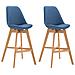 2 Sgabelli Design Cannes in Tessuto - Sgabelli Bar in Legno di Quercia - Sedie Cucina con Poggiapiedi e Schienale I Sedie Alte Bar H 76cm Blu Natura - Foto miniatura 1