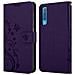 Custodia Compatibile Con Samsung Galaxy A7 2018 In Lilla Scuro Fiore - Coperchio Protettivo In Design Floreale Con Chiusura Magnetica, Funzione Stand E Slot Per Carte - Foto miniatura 8
