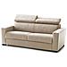 Divano Letto Aisha, Divano A 3 Posti, 100% Made In Italy, Sofà Soggiorno Con Apertura Girevole, Con Poggiatesta Regolabili E Braccioli Slim, Cm 200x95h85, Beige - Foto miniatura 2